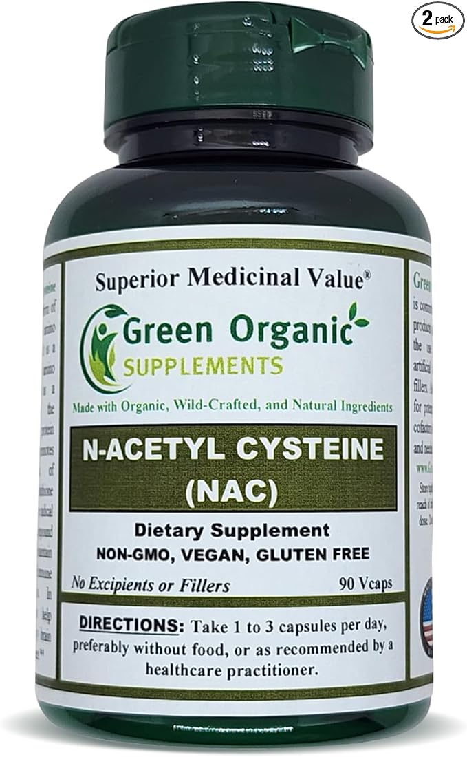 Green Organic Supplements' N-Acetyl Cysteine (NAC) High Absorbable Non-GMO Gluten-Free | Balance Immune System and Supports Health (Pack of 2)