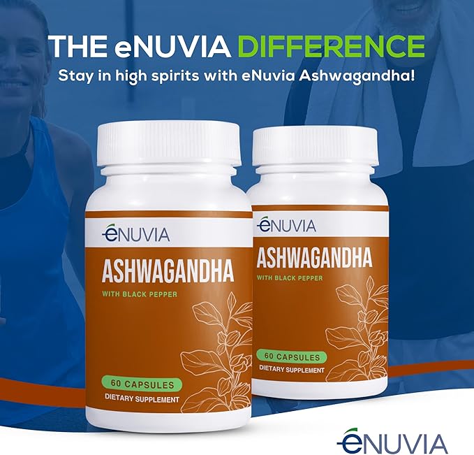 Ashwagandha Supplement - Natural Relief and Stamina Support to Help Ease Tension 60 Capsules Pure Root with Black Pepper Extract for Enhanced Absorption Vegan Made in the USA