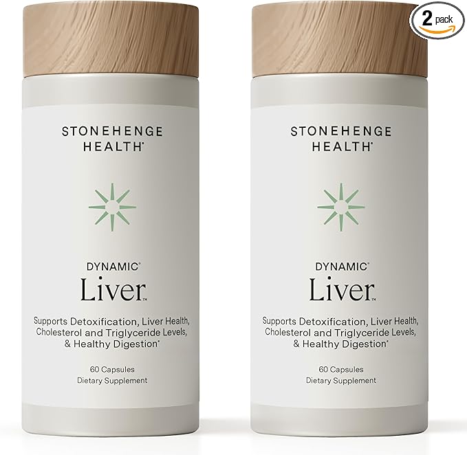 Stonehenge Health Dynamic Liver – Siliphos Milk Thistle Formula – Liver Support &amp Antioxidant Support Gut-Liver Axis Selenium Zinc Vitamin E Ginger Beetroot Extract Non-GMO 60 Veg Caps (2 P
