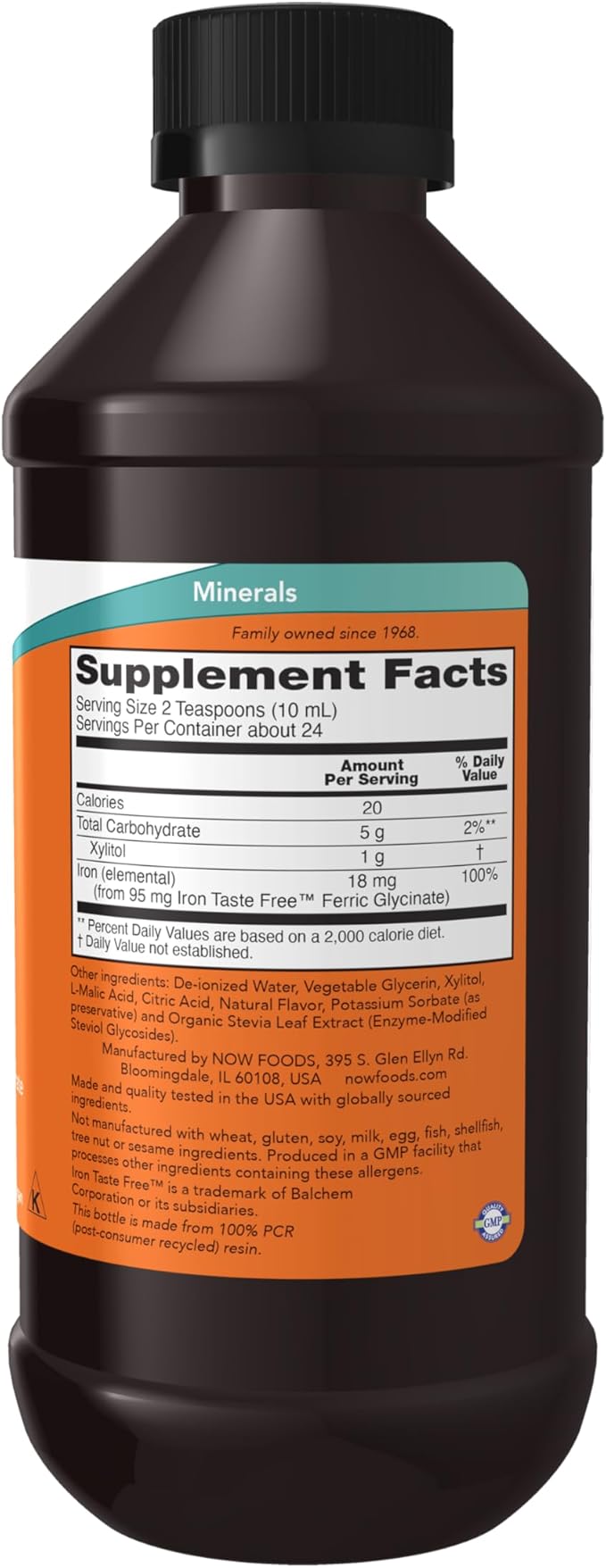 NOW Supplements Iron Liquid 18 mg Non-Constipating* Essential Mineral 8-Ounce