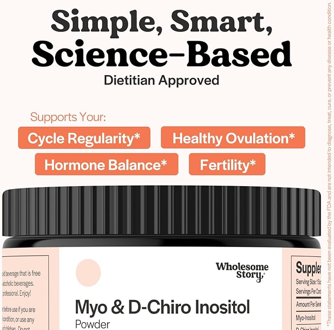 Myo-Inositol &amp D-Chiro Inositol Supplement Powder for Women | Hormonal Balance &amp Healthy Ovarian Function Support | Vitamin B8 | Great Alternative to Capsules | 40:1 Ratio | 30 Servings