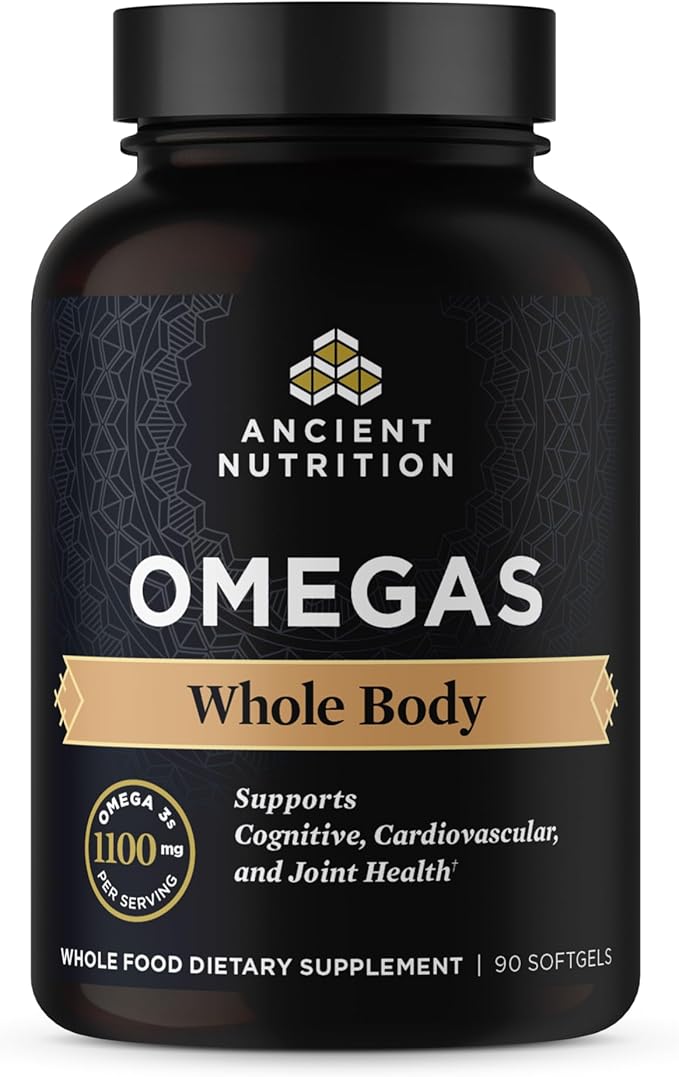 Ancient Nutrition Ancient Omegas Whole Body - ALA DHA EPA from Wild Caught Fish - 90 Capsules