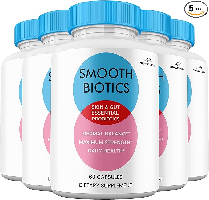 (5 Pack) Smooth Biotic Capsules All Natural Skin and Gut Capsules SmoothBiotic Supplement Premium Maximum Strength 5 Month Supply