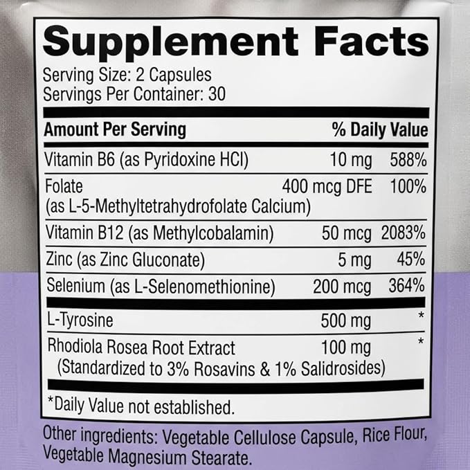 BOND Thyroid Complex Thyroid Support Supplement for Women &amp Men Selenium 200mcg L-Tyrosine 500mg Natural Energy &amp Metabolism Booster with Zinc &amp Rhodiola Extract Iodine Free - 60 Caps