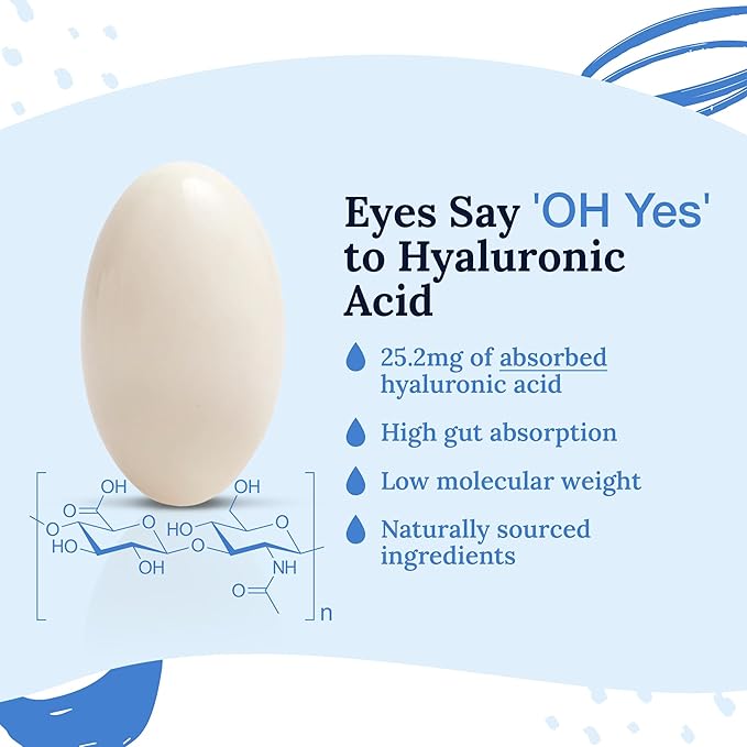 CorneaCare High Absorption Hyaluronic Acid | Hyaluronic Acid Supplements | Hydration Tablets | Anti Aging Supplement | Eye Vitamins | Eye Supplements | 120 Softgels