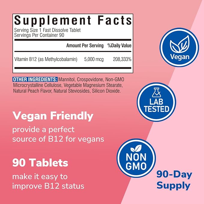 Akkermansia Muciniphila Probiotic 1 Billion TFU 30 Capsules &amp Vitamin B12 Sublingual 5000 mcg 90 Fast Dissolve Mini Tablets No Sugar