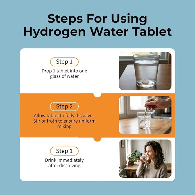 BODY C.E.O. Hydrogen Water Tablets with Magnesium | Molecular Hydrogen Tablet for Drinking Water | Support Energy Focus &amp Antioxidant Balance | Vegan &amp Gluten Free Supplement| 90 Count (Orange
