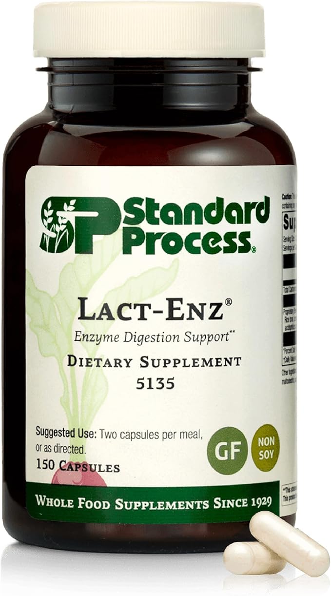 Standard Process Lact-ENZ Enzyme Digestion Support - Gluten-Free Non-Dairy &amp Non-Soy - Probiotic Digestive Care - 90 Capsules