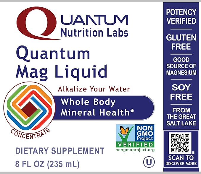 Quantum Nutrition Labs Mag Liquid - Liquid Magnesium Mineral Support Supplement for Women &amp Men Ionic Trace Mineral Concentrate with Chloride Boron &amp Lithium - 8 fl oz Bottle