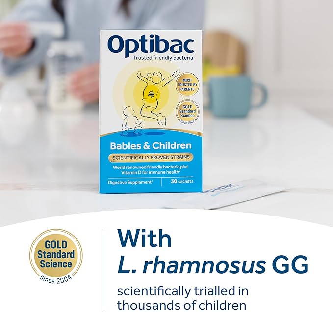 Optibac Probiotics Babies &amp Children - Kids Probiotic + Vitamin D for Immune Support - Most Trusted by Parents - 30 Sachets