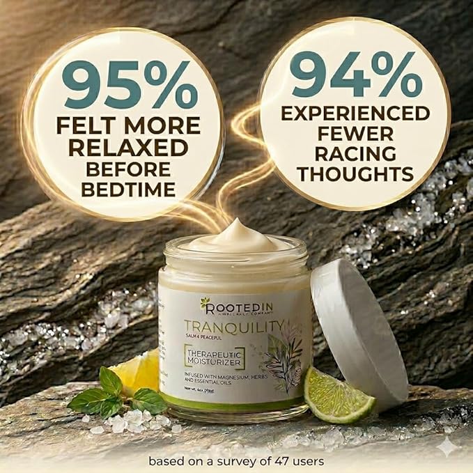 Rooted In Magnesium Cream with Ashwagandha – Calming Botanical Body Lotion – High-Concentration Topical Magnesium for Daily Relaxation &amp Skin Nourishment – 4oz Glass Jar