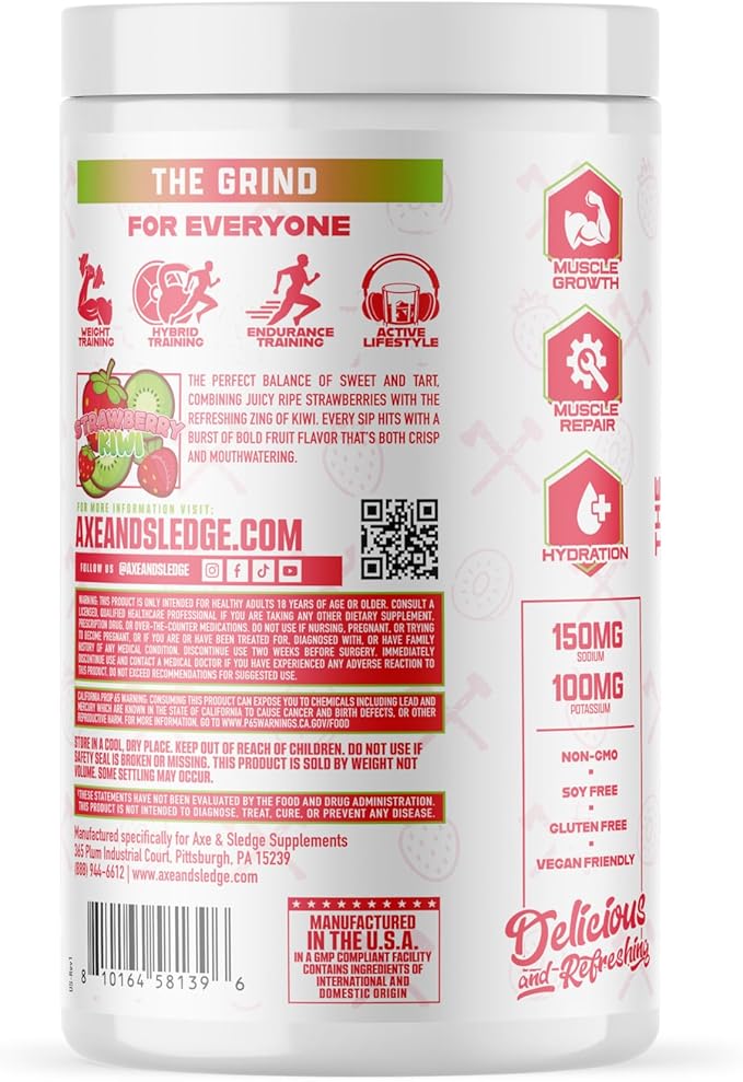The Grind Essential Amino Acids Branched Chain Amino Acids 30 Servings (Strawberry Kiwi)