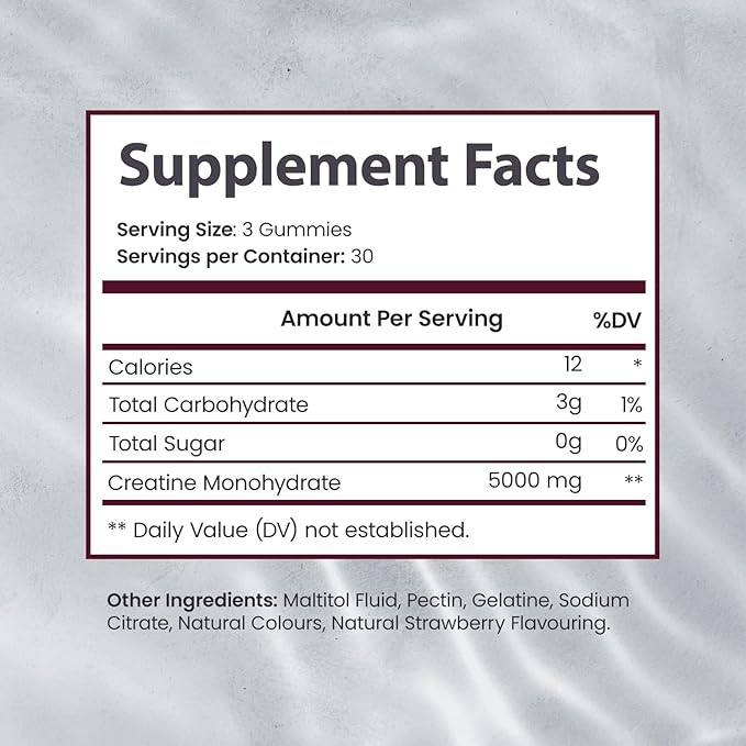 Creatine Monohydrate Gummies 5000 mg for Men &amp Women Sugar Free Creatine Gummies Strwberry Flavor