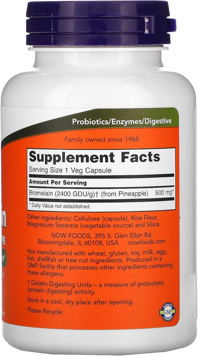 Now Foods Bromelain 2400Gdu/500mg 120 Veg Capsules (Pack of 2)