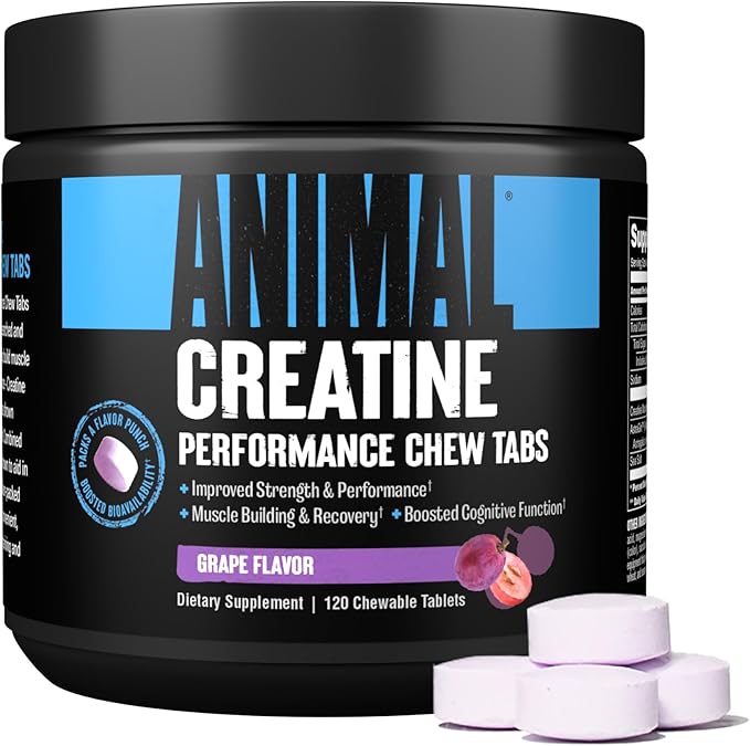 Animal Creatine Chews Tablets - Enhanced Creatine Monohydrate with AstraGin to Improve Absorption &amp Juiced Amino Acids - BCAA/EAA Matrix Plus Hydration with Electrolytes and Sea Salt