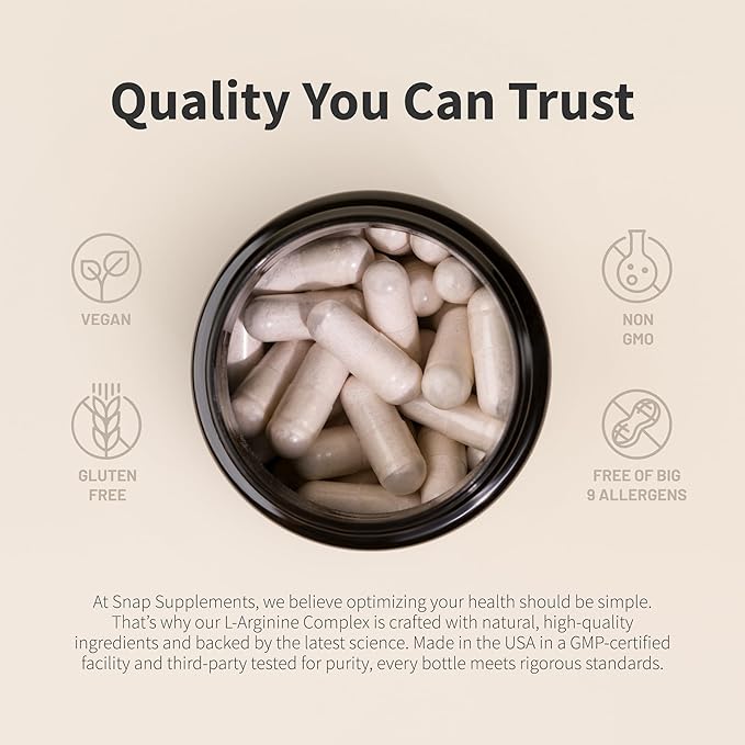 Snap Supplements Nitric Oxide Booster + L Arginine Capsules Bundle 90 + 60 Vegetarian Capsules