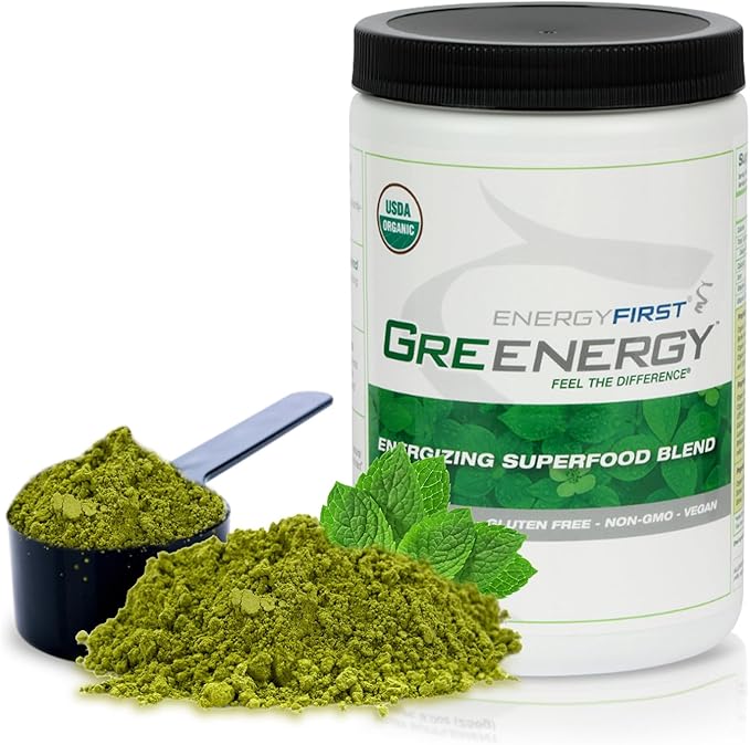 EnergyFirst Energize and Detoxify Greenergy Organic Superfood Powder - Vegan Gluten-Free Sugar-Free Non-GMO - 30 Servings for Daily Energy &amp Immunity Boost!