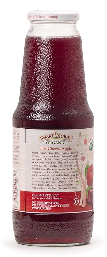 Smart Juice Organic Tart Cherry-Apple Juice - 33.8 fl oz (1L) - (Pack of 6) 100% Juice Not From Concentrate
