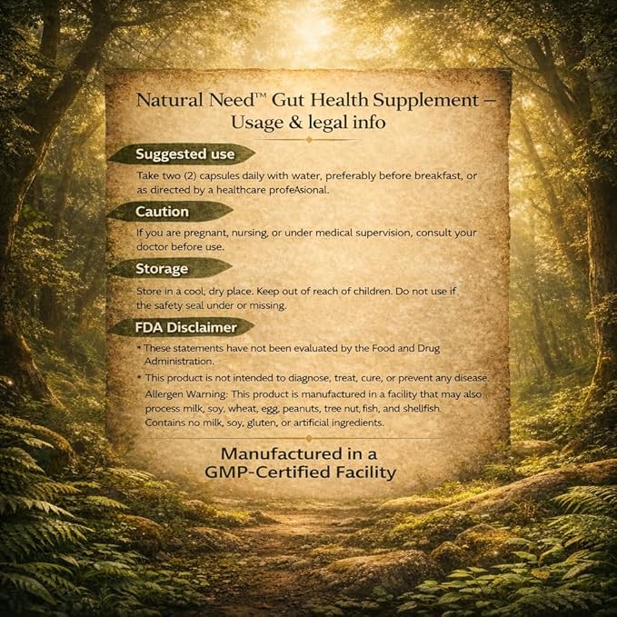 NATURAL NEED™ Gut Health – 5-in-1 Formula with Probiotics Prebiotics Postbiotics Enzymes &amp Vitamins (CD3B12Zinc) – Delayed Release Capsule – Supports Overall Digestion Immunity &amp Gut –