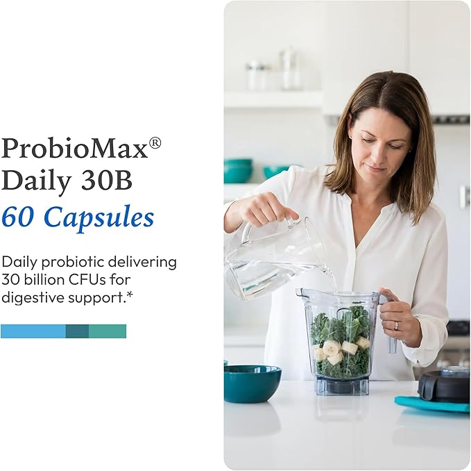 XYMOGEN ProbioMax Daily 30B - Probiotics for Digestive Health Support - Lactobacillus Acidophilus &amp Bifidobacterium Lactis HN019 - Vegetarian Gluten-Free &amp Non-GMO - 60 Capsules