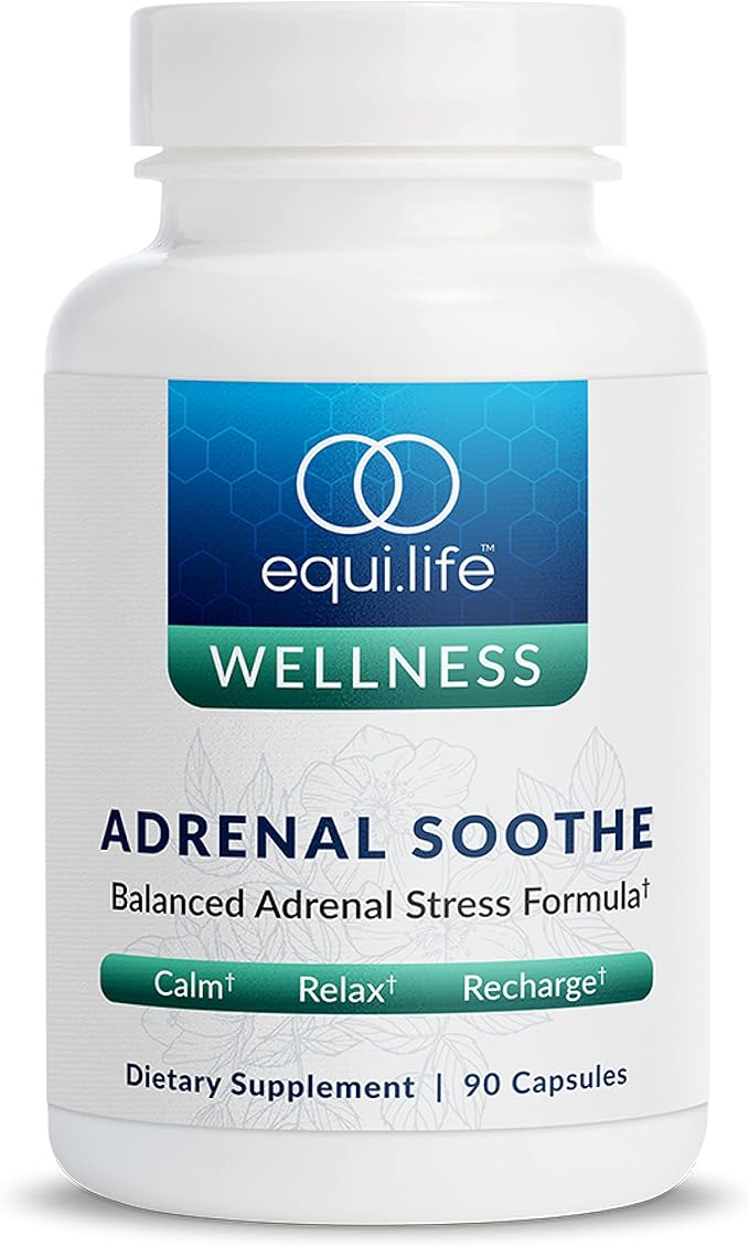 Equilife Herbal Adrenal Support Supplement with Ashwagandha and L-Theanine Designed for Daily Overall Wellness Supplements for Men &amp Women Gluten Free Vegan Dairy Free Non GMO 90 Capsules
