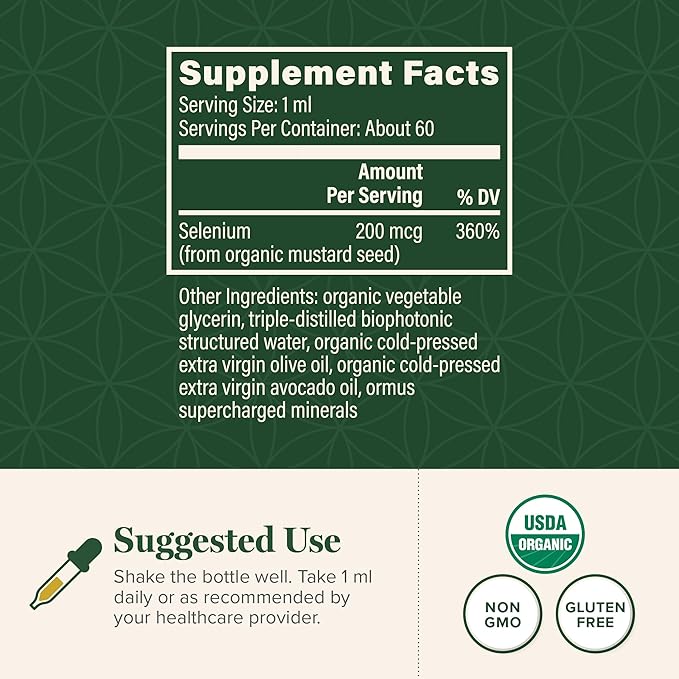 Global Healing Center - Selenium 200mcg Selenium Supplement Drops with Organic Ingredients Antioxidants for Thyroid and Immune Support Non-GMO &amp Gluten-Free for Men &amp Women - 2 Fl Oz
