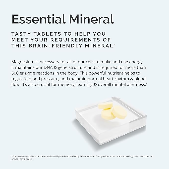 BRAINMD Dr Amen Magnesium Chewables Citrus - 60 Chewable Tablets - Essential Mineral for Optimal Cell Function - Supports Memory &amp Focus - Gluten Free - 60 Servings