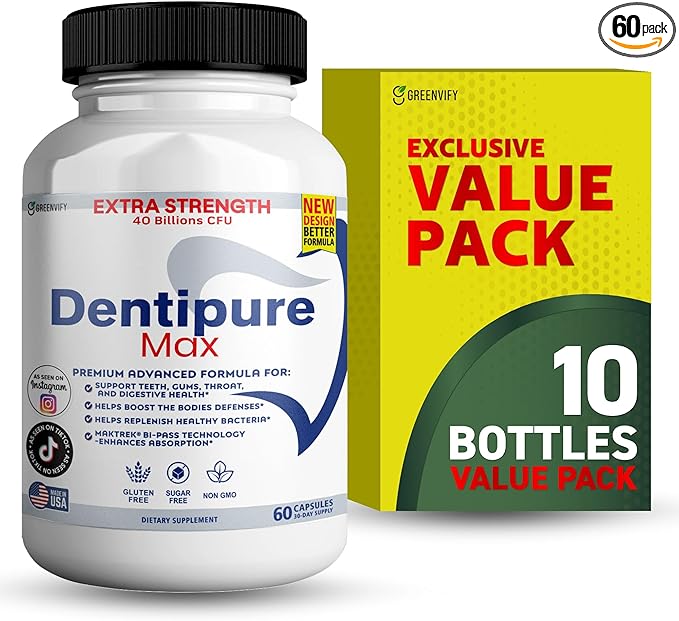 Dentipure Max Probiotic Supplement 40 Billion CFU 60 Capsules Supports Teeth and Digestive Health (10)