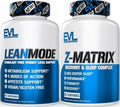 Evlution ZMatrix Magnesium and Zinc Post Workout Supplement (60 Servings) Plus LeanMode Multipurpose Fat Loss Support Supplement (50 Servings)