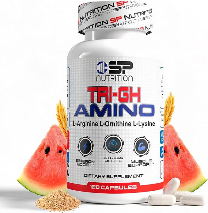 SP Nutrition Tri-GH Amino Complex L-Arginine L-Ornithine L-Lysine 120 Capsules Muscle Support Supplement