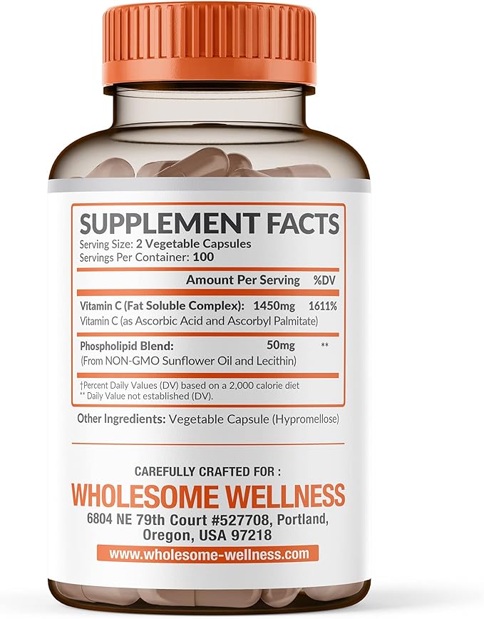 Wholesome Wellness Digestive Enzymes 1000MG Plus Prebiotics &amp Probiotics + Liposomal Vitamin C Capsules (200 Pills 1500mg Buffered) Bundle