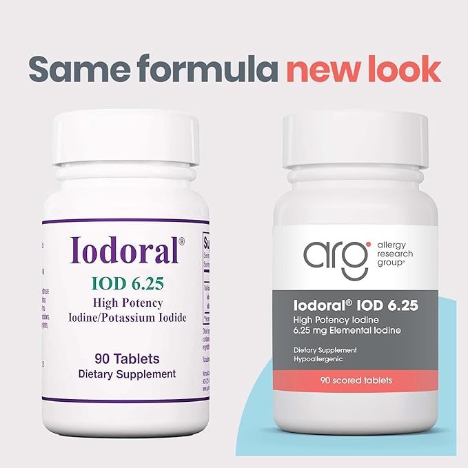 ARG Optimox Iodoral 6.25 mg - Iodine &amp Potassium Iodide Supplement for Thyroid &amp Metabolic Balance Support - Free of Soy &amp Gluten - 90 Servings - 90 Tablets