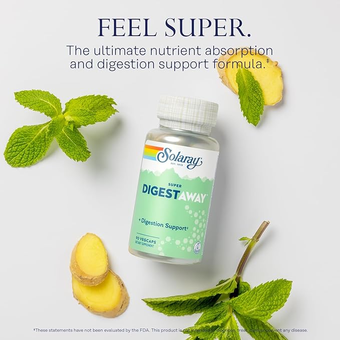 SOLARAY Okra Fiber Powder and Super Digestaway - Soluble Fiber Supplement and Digestive Enzymes Bundle - Support Body Composition Digestion and Gut Health - w/Ginger Papaya Betaine HCl 30/90 Serv