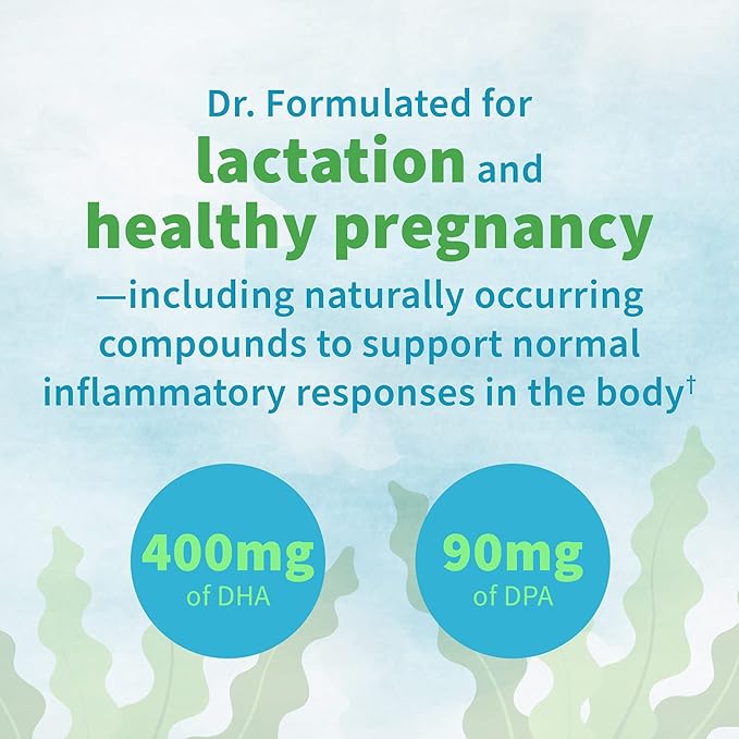 Garden of Life Dr. Formulated Prenatal Vegan DHA - Certified Vegan Omega 3 Supplement with 400mg DHA + DPA from Algal Omega 3 in Triglyceride Form Non-GMO 30 Softgels