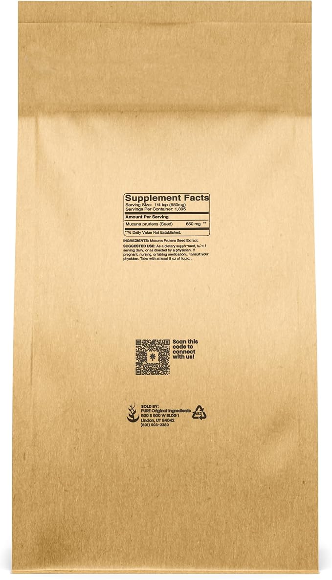 PURE ORIGINAL INGREDIENTS Mucuna Pruriens (2 lb) Pure and Natural Non-GMO Gluten-Free