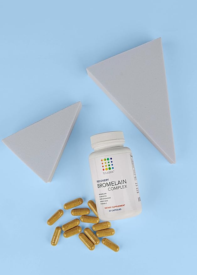 Bruizex Bromelain &amp Quercetin Recovery Complex - Post Surgery Recovery Bruising Swelling Relief Lymphatic Drainage - Post 360 lipo BBL Liposuction Tummy Tuck - Non GMO - 60 Capsules