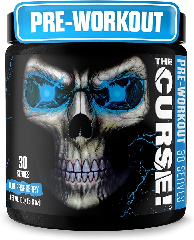 JNX SPORTS The Curse! Blue Raspberry Pre Workout Powder with Creatine – Extreme Energy Preworkout for Men &amp Women – 30 Servings – L Citrulline Beta Alanine &amp Caffeine for Pump Strength &amp