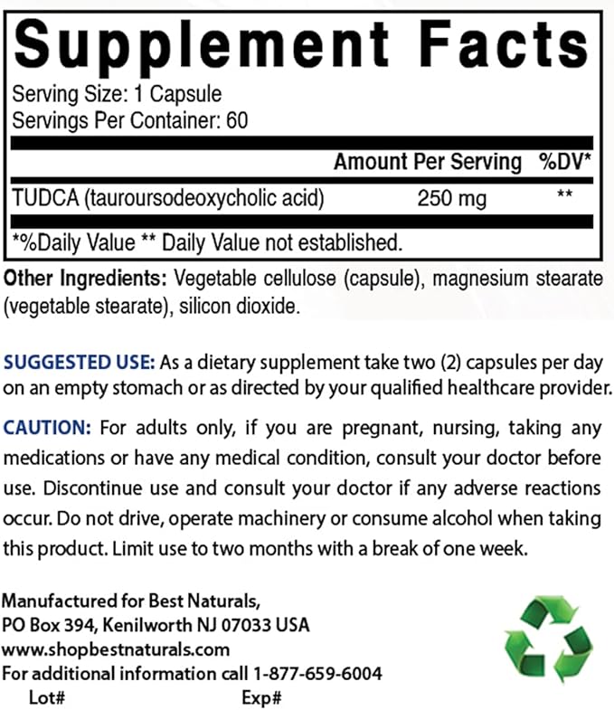 Best Naturals Choline Bitartrate 650 mg &amp TUDCA 250mg