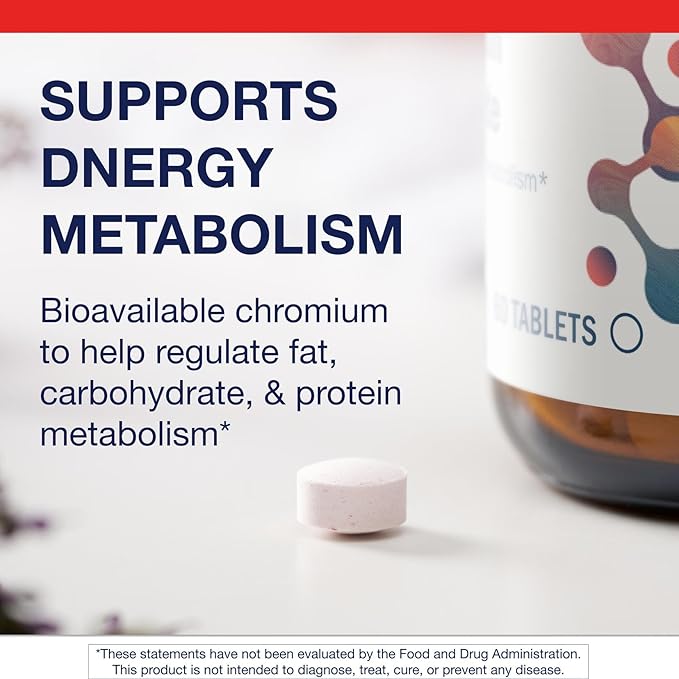 Metagenics Chromium Picolinate - Bioavailable Chromium for Metabolism Support* - Essential Trace Mineral - Non-GMO Vegetarian Gluten-Free - 200 mcg - 60 Tablets