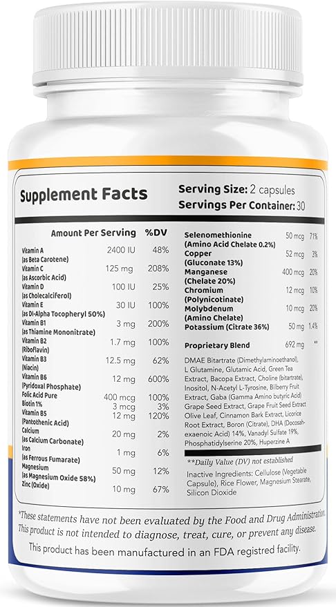 (5 Pack) Brain Defender - Official Brain Defender Supplement Advanced Pills Natural Brain and Memory Support Brain Defender Health &amp Wellness Multivitamin 300 Capsules for 5 Months