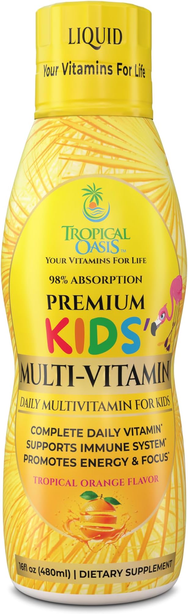 Premium Liquid Multivitamin For Kids | Sugar Free Kids Vitamins | 100% DV of 14 Vitamins for Kids | Multivitamin for Children Ages 4+ | Great Tasting Non-GMO Max 98% Absorption Rate- 16 oz 32 Serv
