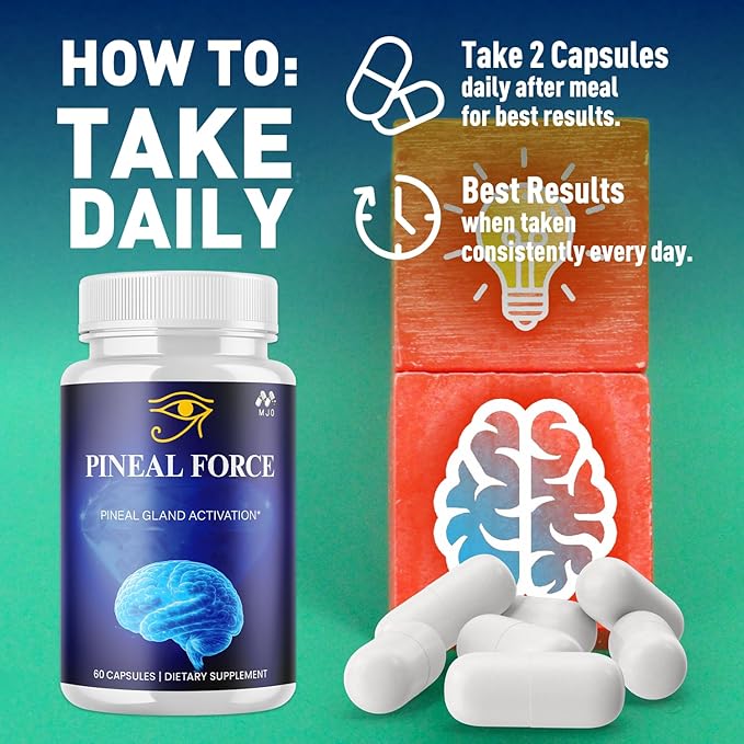 Pineal Force Capsules Official PinealForce Pills with All Natural Ingredients Advanced Overall Health and Wellness Vitamin Supplement Formula for Maximum Strength Multivitamin Support (60 Capsules)