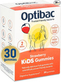 Optibac Kids Probiotics Gummies | 30 Strawberry-Flavored Probiotic Gummies for Kids with Vitamin D &amp Calcium | 2 Billion Live Cultures | Vegan Children’s Supplement for Digestive &amp Immune Heal