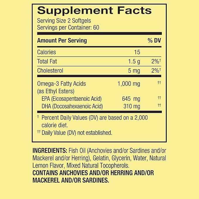 Spring Valley Omega-3 Mini from Fish Oil 1000 mg 120 Count Dietary Supplement Omega 3 Mini Softgels Set with Basket Goods Store