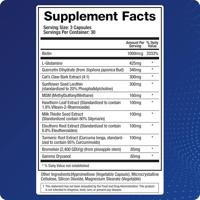 BioMatrix Intestinal Repair Supplement with Glutamine and Herbs for Leaky Gut Prebiotic Support Relief from Bloating Gas Constipation | SIBO | Veggie Caps | 60-Day Supply – Leaky Gut-X