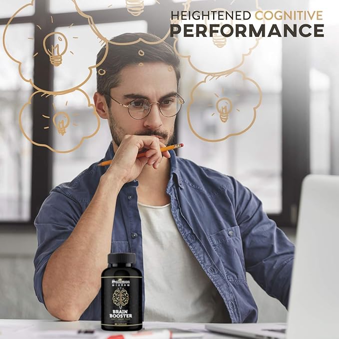 SOLOMON WISDOM Brain Booster – Nootropic Dietary Supplement for Memory Boost – 60 All-Natural Capsules to Enhance Focus &amp Improve Concentration &amp Clarity