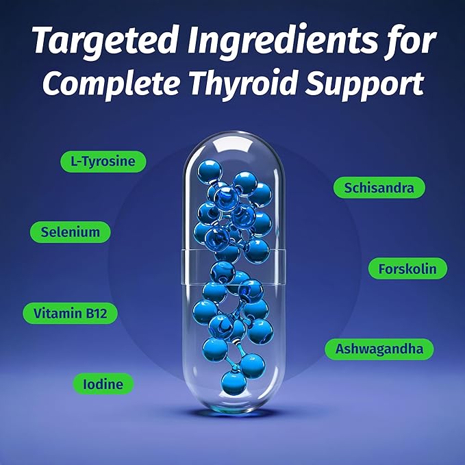 1 Body Thyroid Support Supplement for Women and Men Selenium with Iodine Zinc B12 Ashwagandha and L-Tyrosine Supports Hormone Health Energy and Metabolism 30 Day Supply