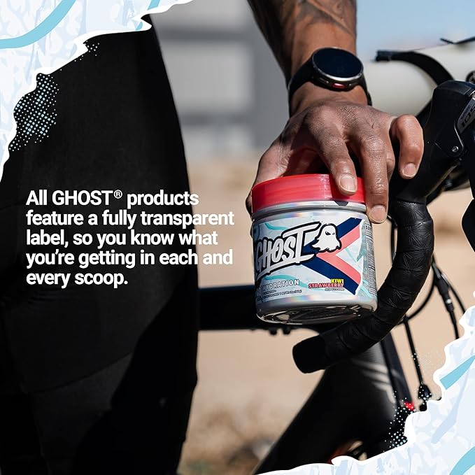 GHOST Hydration Kiwi Strawberry 40 Serv Electrolyte Powder - Drink Mix Supplement with Magnesium Potassium Calcium Vitamin C &amp Taurine for Energy &amp Endurance - Vegan Free of Soy Sugar