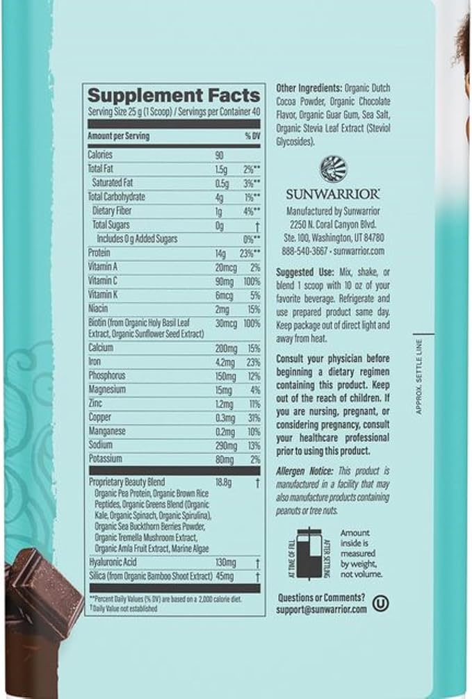 Vegan Collagen Protein Powder for Women Silica Plant Based Collagen Powder Chocolate Flavor Vegan Hair Skin and Nails Vitamins Non-GMO No Added Sugar Soy Dairy &amp Gluten Free (Chocolate 40 Serving