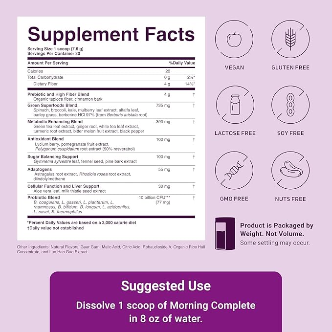 ActivatedYou Morning Complete Super Greens Powder Drink Mix - Gut Health Boost with Prebiotics Probiotics &amp Antioxidants - 10 Billion CFUs Mixed Berry Flavor Greens Superfood Powder - 30 Day Su